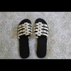 Marc Fisher Pava White Studded Leather Sandals